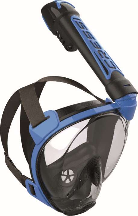 Cressi Vollgesichtsmaske, Schnorchelmaske mit Trockenschnorchel Duke schwarz/blau M/L