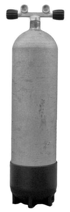 Tauchflasche, Stahl 300 bar, 12l lang hot dipped mit Doppelventil breiter Abstand