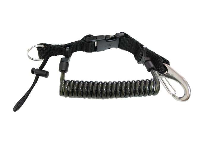 Polaris Spiralkabel mit Edelstahlsehne und Edelstahlkarabiner