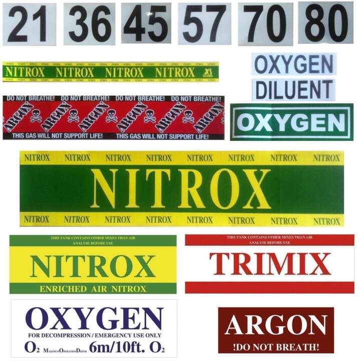 MOD, Nitrox, Argon, Diluent, Oxygen Sticker, Decals, Aufkleber
