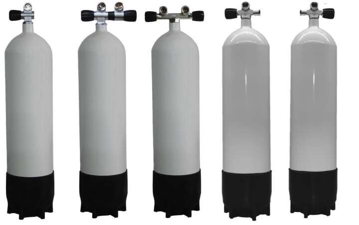 ECS Tauchflasche, Stahl, 232 Bar, 10L F - Brückenventil rechts