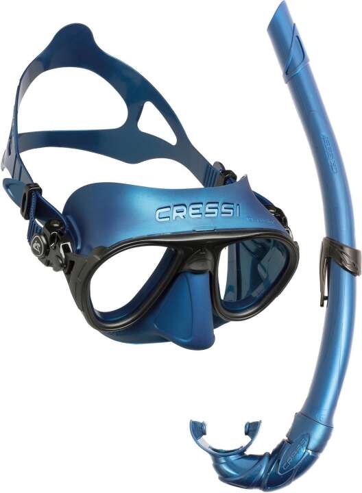 Cressi Tauchermaske, Apnoemaske Schnorchelset Calibro & Corsica blau