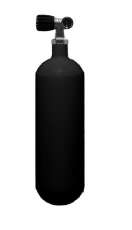 ECS Stahlflasche 1 L / 200 bar schwarz  mit Ventil 12185...
