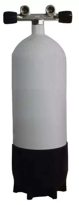 ECS Tauchflasche, Tauchgerät, Stahl, 230 Bar, 12L kurz Doppelventil breiter Abstand