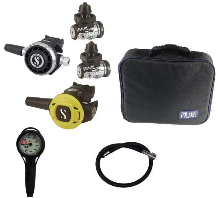 Scubapro Kaltwasser Atemregler Set MK17 EVO2 (2x), G260 mit S270 Octopus, Tasche, Finimeter und Inflatorschlauch