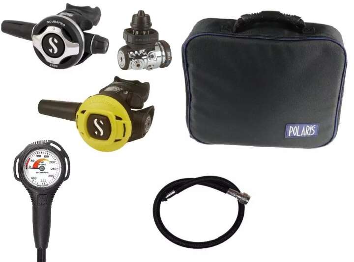 Scubapro Atemregler Set MK17 EVO2 S600, S270 Octopus Supersparset mit Tasche, Finimeter und Inflatorschlauch