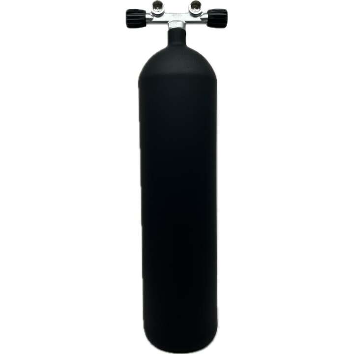 ECS Tauchflasche 12L lang/232 bar konkav matt schwarz - Doppelventil breiter Abstand