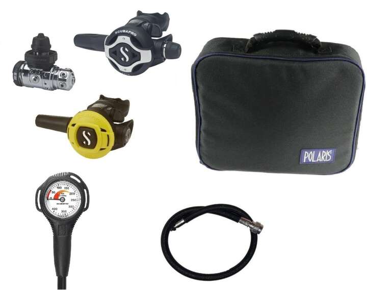 Scubapro Atemregler Set MK19 EVO S620 Ti mit S270 Octopus Supersparset mit Tasche, Finimeter und Inflatorschlauch