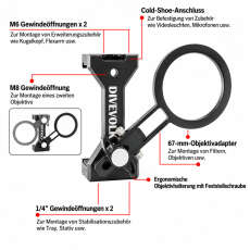 Divevolk - SeaTouch 6 Pro - Expansions Clamp mit verstellbarem 67-mm-Adapterarm
